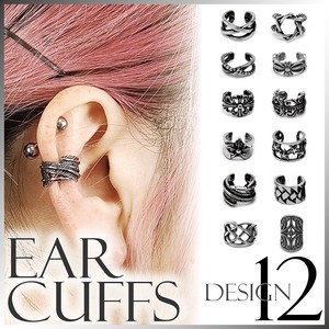 Clip-On Earrings Ear Cuff Stainless Steel Star Feather Men's 2024 NEW