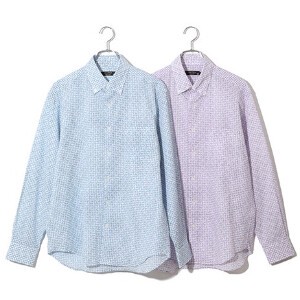 リップルプリントシャツ（長袖）　日本製