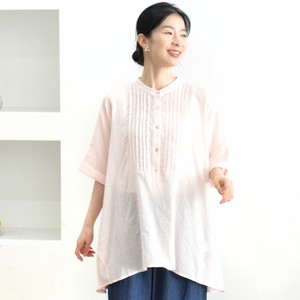 Button Shirt/Blouse Pintucked Oversized Switching 5/10 length