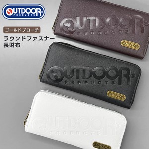 【新商品】OUTDOOR ゴールドブローチ ラウンドファスナー長財布
