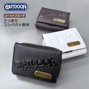 【新商品】OUTDOOR ゴールドブローチ 三つ折りコンパクト財布