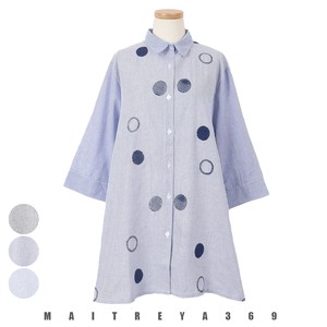 Button Shirt/Blouse Stripe Polka Dot