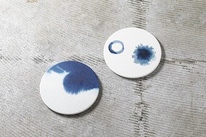 陶器珪藻土コースター　藍染【日本製】【美濃焼】