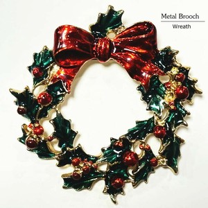 【2025年クリスマス】メタル クリスマス グリーンリース ブローチ