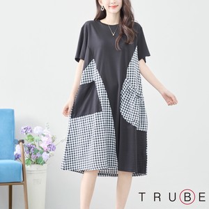 Casual Dress Plaid L One-piece Dress Switching 【2024NEW】