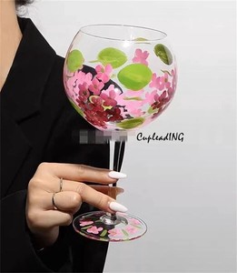≪予約商品≫ INSスタイル ワイングラス ハイフット 大人気 気高い グラス 手描き ガラスコップ