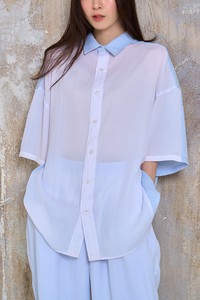 Button Shirt/Blouse Layered Wide Unisex Sheer