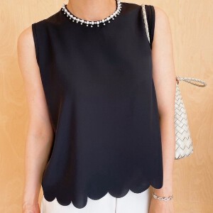 T-shirt Pearl Sleeveless Cut-and-sew 2024 Spring/Summer