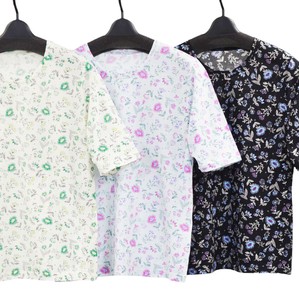 T-shirt Plainstitch Pullover Floral Pattern Made in Japan