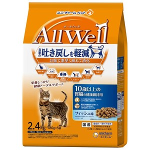 AllWell 10歳以上の腎臓の健康維持用 フィッシュ味挽き小魚とささみフリーズドライパウダー入り 2.4kg