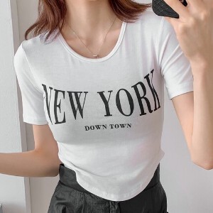 【2024春夏新作】NEWYORKプリントクロプトTシャツ