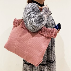 Shoulder Bag Pink Fringe Canvas Orange 2-colors