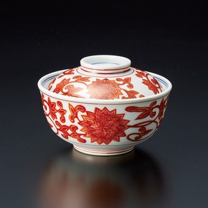 パール巻赤唐草蓋物(有田焼)　日本製 陶器