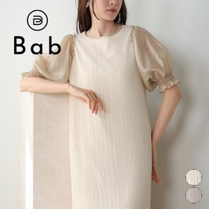 Casual Dress Sheer Sleeve Front/Rear 2-way One-piece Dress 【2024NEW】