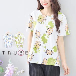 T-shirt Flower Print L Cut-and-sew 【2024NEW】