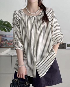 Button Shirt/Blouse Stripe 2024 Spring/Summer