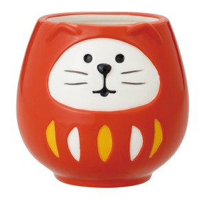 【8月下旬入荷予定】 開運カラー 福猫だるまマグカップ  赤