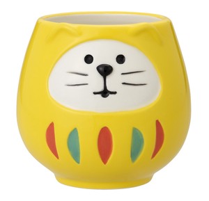 【8月下旬入荷予定】 開運カラー 福猫だるまマグカップ  黄