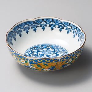 黄花鳥6.8寸鉢　美濃焼　日本製 陶器