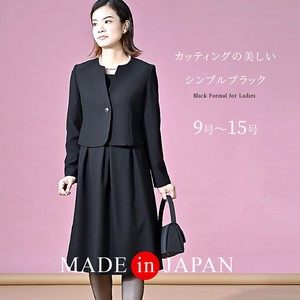 Dress Suit Collarless black Formal One-piece Dress Made in Japan