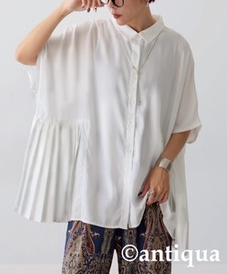 Antiqua Button Shirt/Blouse Plain Color Tops Ladies' Short-Sleeve NEW
