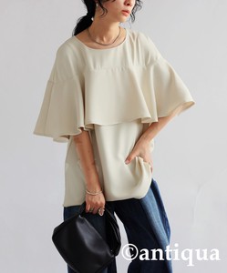 Antiqua Button Shirt/Blouse Ruffle Plain Color Sleeveless Tops Ladies' NEW
