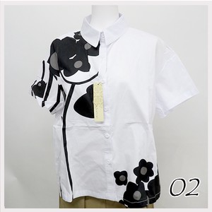 Button Shirt/Blouse Flower Print Bird A-Line