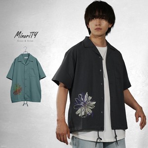 【2024年夏の新作】フラワー刺繍 オープンカラー コーチタイプ 半袖シャツ／MinoriTY