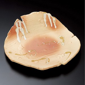 焼〆灰釉流し片上り8.5皿　土物　美濃焼  日本製