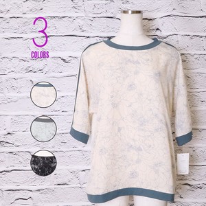 T-shirt Color Palette Flower Print Cut-and-sew