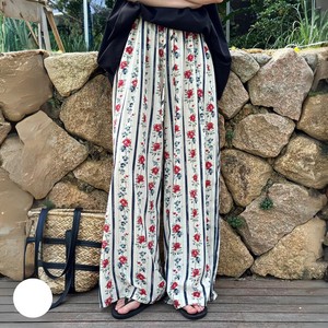 Full-Length Pant Flower Print Stripe Spring/Summer Easy Pants