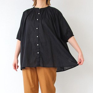 Button Shirt/Blouse Shirtwaist Cotton Voile Collar Blouse Short-Sleeve 5/10 length