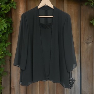 Jacket 3/4 Length Sleeve black Formal Cardigan Sweater Layered Look