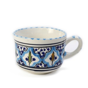 スラマ陶器 手描きコーヒーカップ ターコイズ