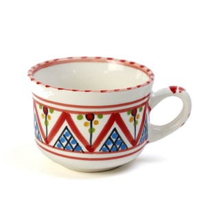 スラマ陶器 手描きコーヒーカップ 赤