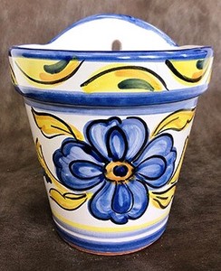 SUELOポット（壁掛け） （イエローブルー）13756【スペイン鉢】　庭　ガーデニング　花　装飾