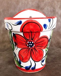 SUELOポット（壁掛け） （レッド）13731【スペイン鉢】　庭　ガーデニング　花　装飾