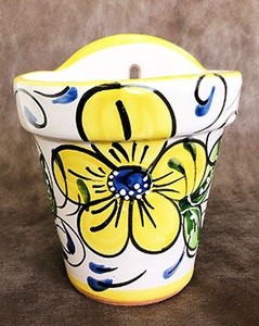 SUELOポット（壁掛け） （イエロー）13730【スペイン鉢】　庭　ガーデニング　花　装飾