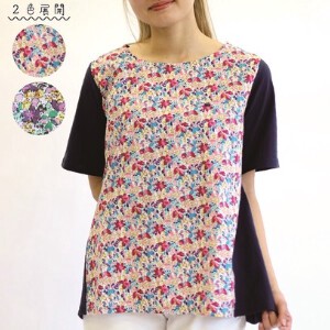 T-shirt T-Shirt Floral Pattern Switching Short-Sleeve Cut-and-sew