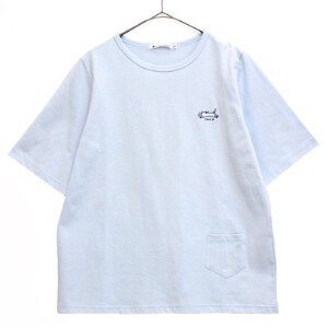 【大きいサイズあり】40/2天竺のキャットモチーフ刺繍入りTシャツ/日本製/半袖　144525
