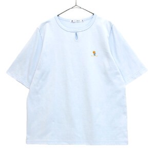 40/2天竺のひまわり＆ロゴ刺繍入りTシャツ/日本製/半袖　144526