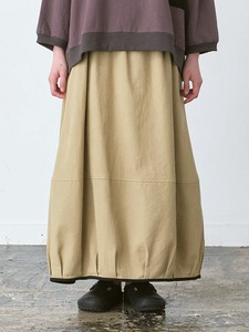 【予約販売】裾配色バルーンスカート　綿カツラギ　3色　M L LL 3L 《大きいサイズ》【9月入荷予定】