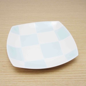 日本製　波佐見焼　一珍格子　6寸角皿　スクエアプレート　角皿