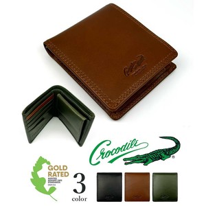 【全3色】 CROCODILE クロコダイル リプロ リアルレザー 二つ折財布 ウォレット 本革(6cm082)