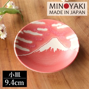 Mino ware Small Plate Red Japan Mt.Fuji fuji