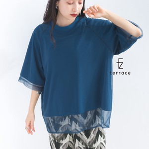 T-shirt Tulle Lace Oversized Docking Cut-and-sew
