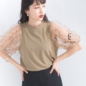 T-shirt Ruffle Tulle Cut-and-sew