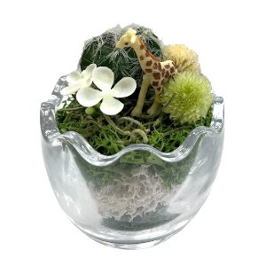 光触媒 エッグマン キリン 動物 人形 たまご 造花 フェイクグリーン インテリア 贈り物 置物
