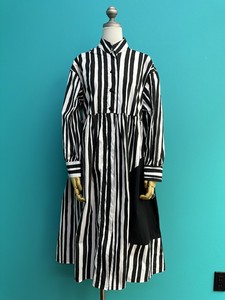 Casual Dress Stripe One-piece Dress Switching