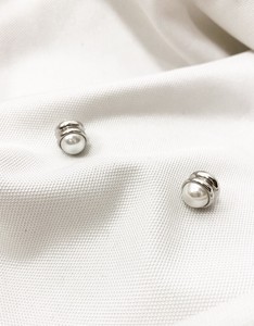 Clip-On Earrings Silver Post sliver White